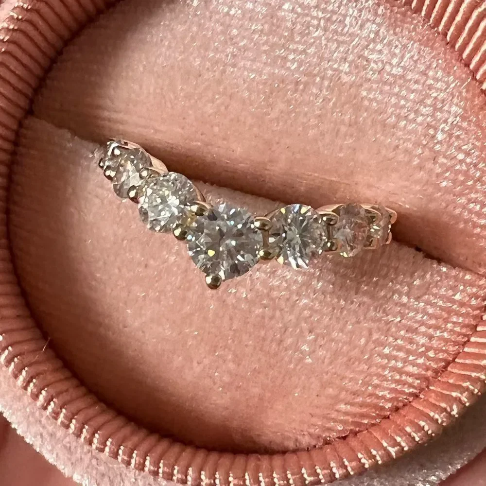 Chevron V shape sparkling 2ct tw stone wedding band!